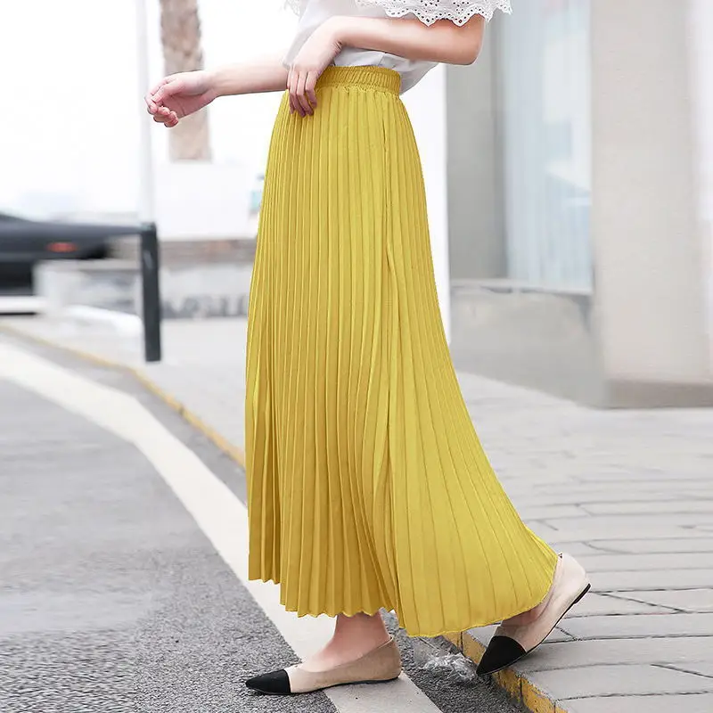 Buy LANMREM 2019 new summer fashion women clothes 2019 Autumn Solid Color Long Fund Will Code Pleated Skirt High Waist Half body Skirt Woman Degree Of Tightness Waist Skirt