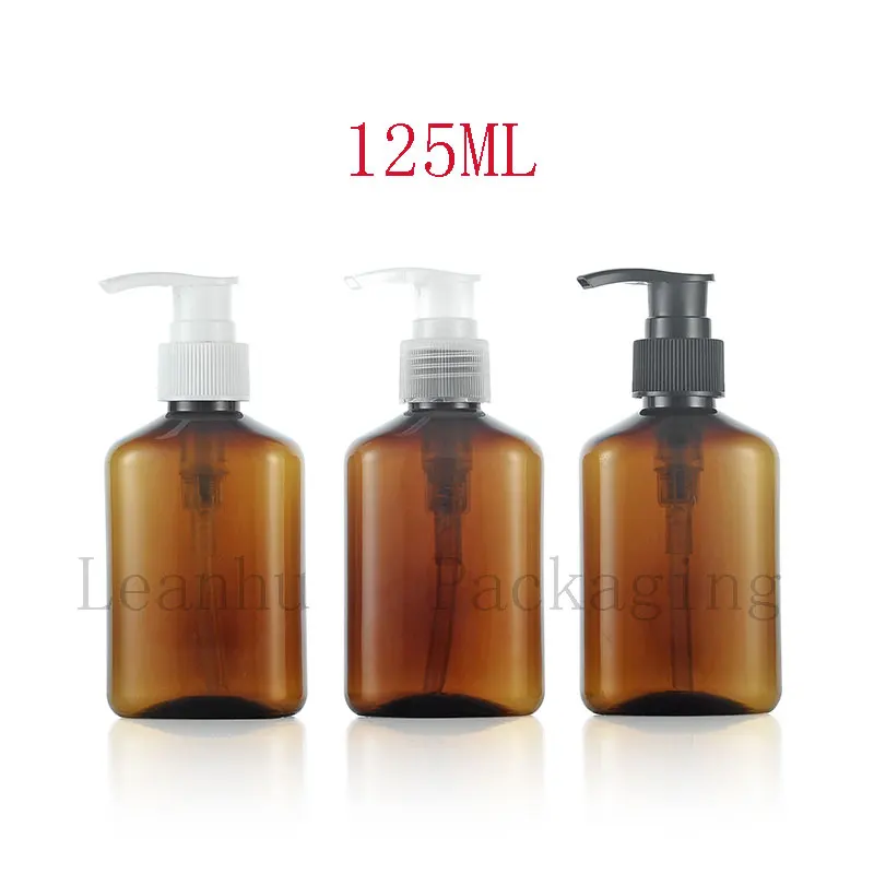 Brown Plastic Lotion Cream Pump Bottle,Empty Cosmetic Containers,125ML
