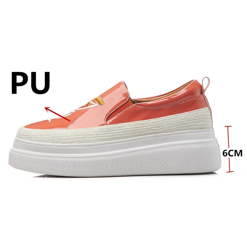Primavera Las Zapatos Elegante Negro on Plana naranja Ocasionales Mujeres La Slip Verano De Moda Deportivos Nueva Plataforma Fedonas Planos Bordar Mujer vwdzxqqE