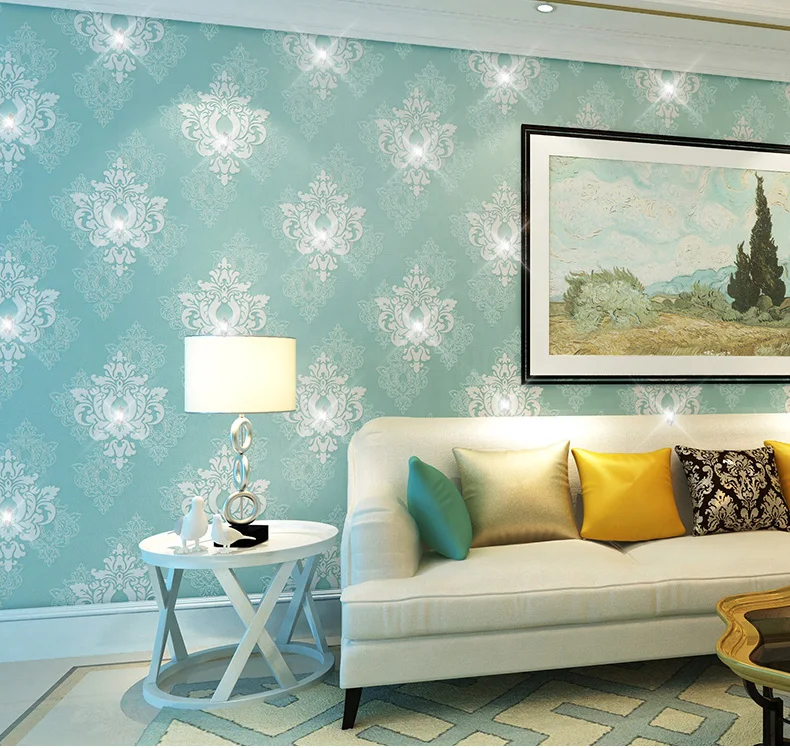 

Luxury Crystal Damask non-woven wallpaper Rolls for Sofa Background Bedding Room 3D Diamond Wall paper Roll 3d Wallcoverings