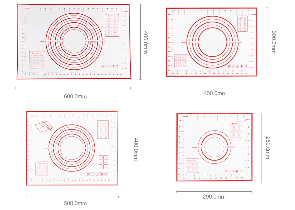 GT 60x40 см силиконовый коврик для выпечки лист с мерной шкалой антипригарный прокатки тесто коврик пицца выпечка тесто выпечки вкладыши колодки