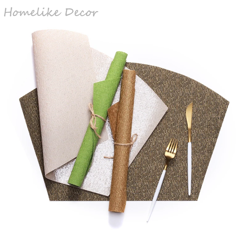 4pcs/lot Pvc Table Mat Fanshaped Placemats Waterproof Tablecloth