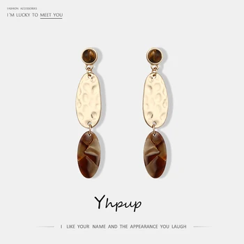 

Yhpup Vintage Metal Acrylic Stone Dangel Earrings Ethnic Charms Geometric Unique Earrings For Fashion Jewelry Boucle D'oreille