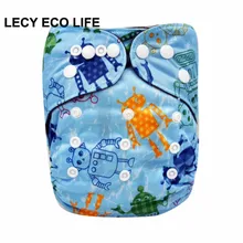 Baby Cloth Diaper Cover Waterproof robot print Washable Diapers Pocket Reusable Cloth Nappies with bamboo charcoal leg gusset