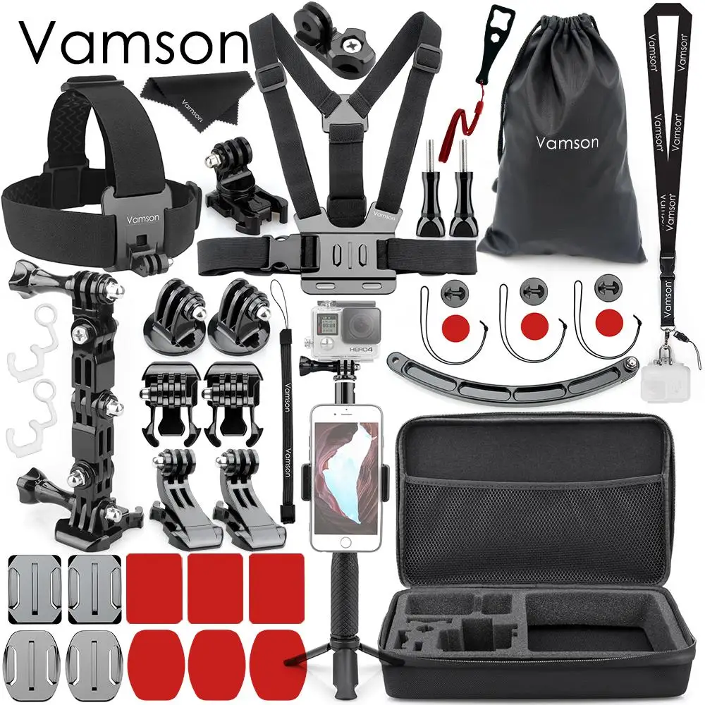 

Vamson Helmet Accessories for Gopro Hero7 6 5 4 Set Stickers 4 Way Adjustable Pivot Arms Adapter for YI for Eken for SJCAM VS151