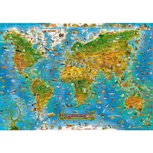 Мультфильм карта мира бумаги головоломки 1000 шт. ersion бумаги пазл белый карты взрослых детские развивающие игрушки