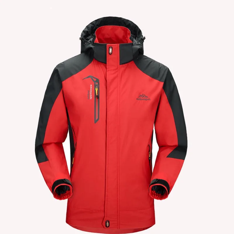 Весенняя мужская женская мягкая ветровка с капюшоном, Водонепроницаемая дышащая куртка для кемпинга, скалолазания, рыбалки, уличная куртка - Цвет: Men Red