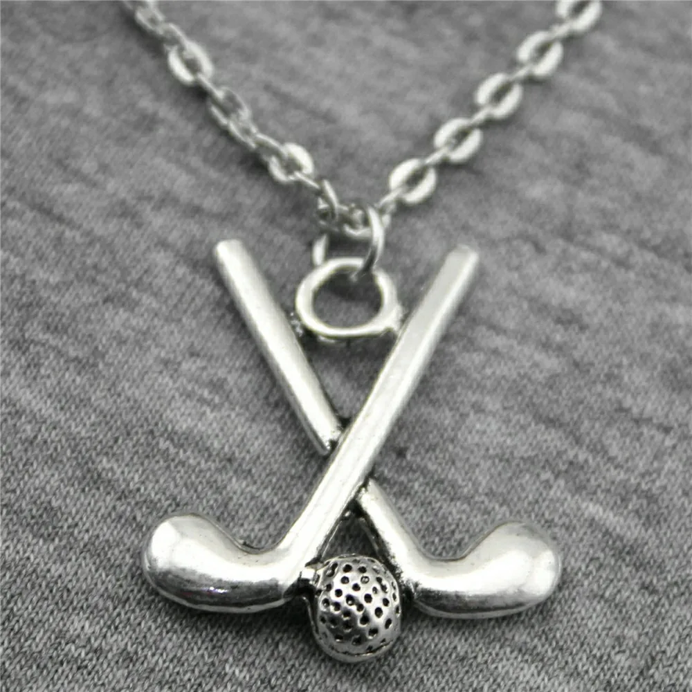 Golf Clubs Antique Silver Color 25x22mm Pendant Necklace Jewelry Fashion Necklace For Women Dropshipping