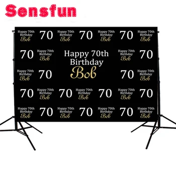 

7X5FT Black Photography Backdrop Custom 70th Birthday Party Photo Studio Backdrop Background Vinyl