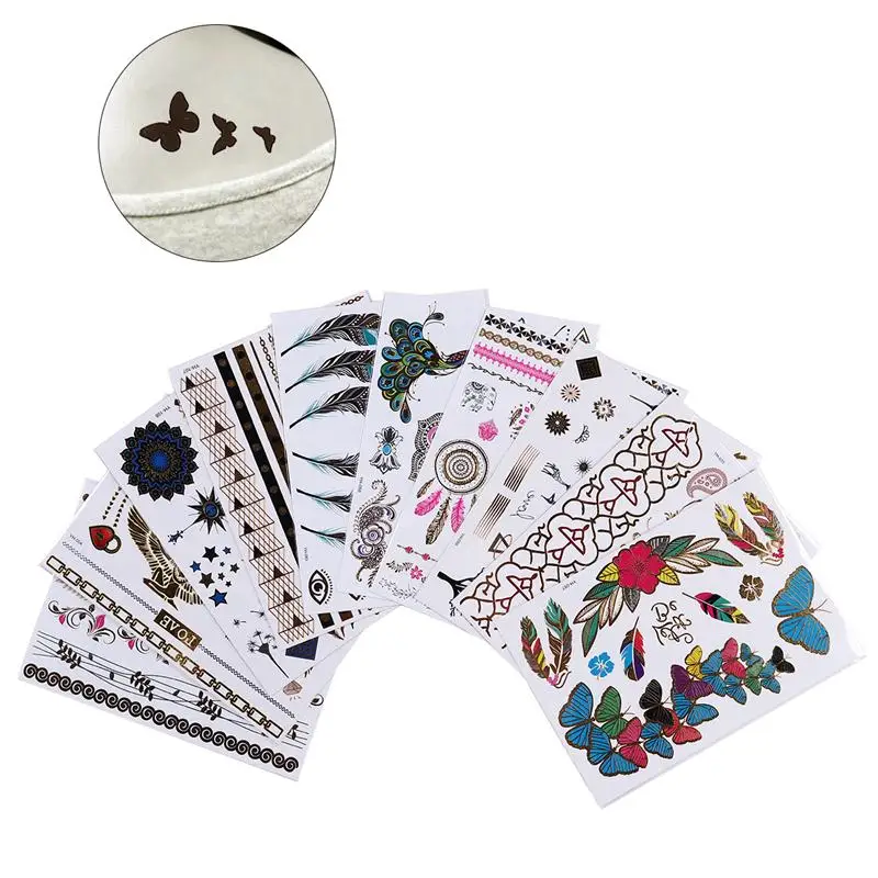 10pcs Gold Foiled Temporary Tattoos Fake Tattoos Stickers for Sexy