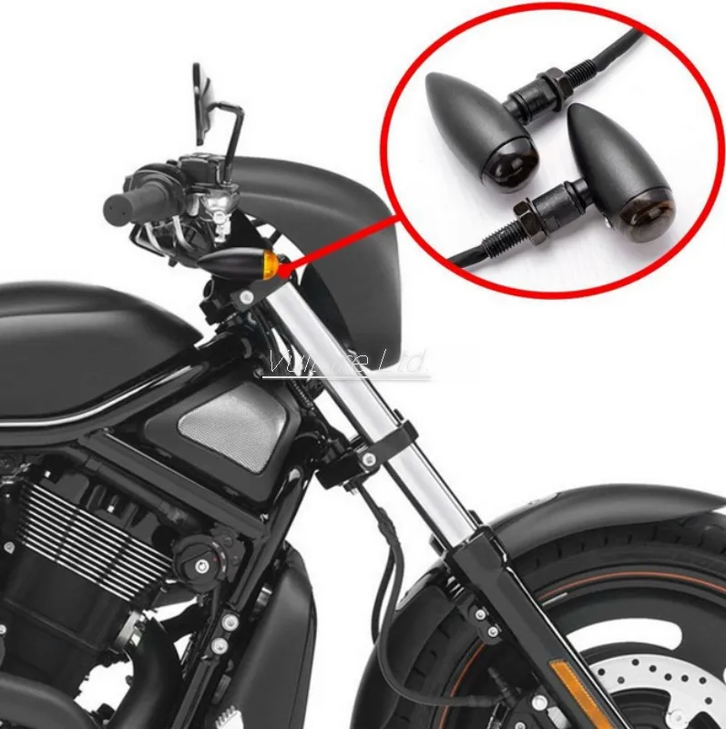 Black Bullet Metal LED Brake Blinker Light Turn Signal Light For Harley Chopper Black Bullet Metal LED Brake Blinker Light Turn Signal Light For Harley Chopper