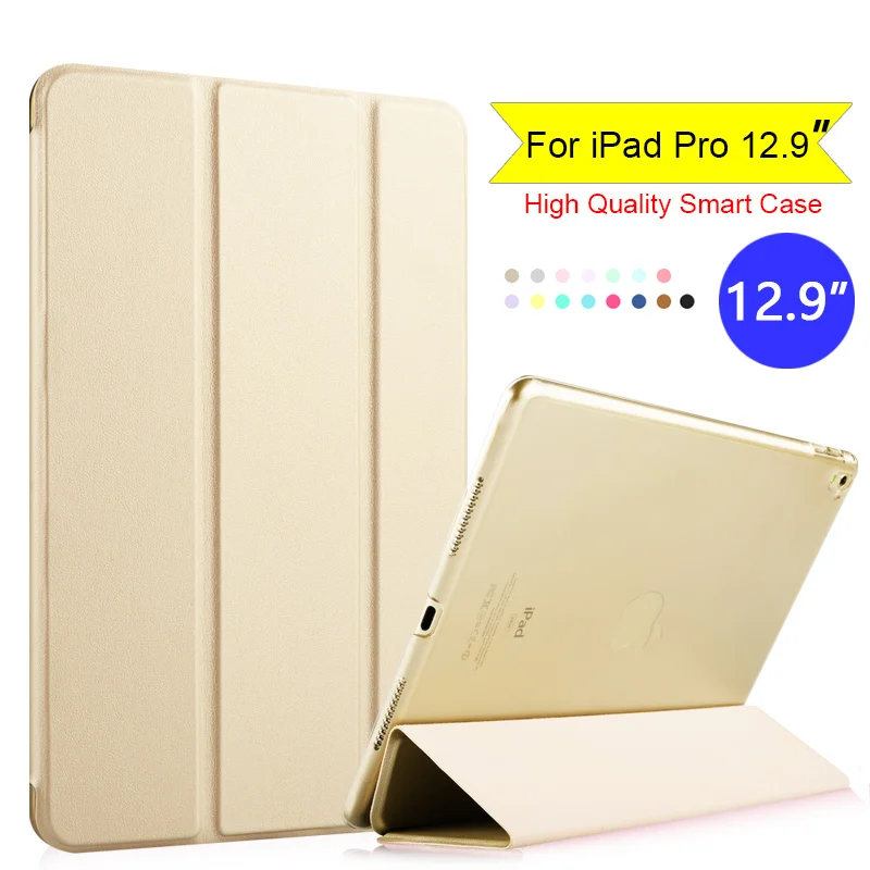 For Apple iPad Pro 12.9 inch 2016 Flip Folio Tablet Smart Case Cover With Auto Wake / Sleep Gold apple-ipad-case : image For Apple iPad Pro 12.9 inch 2016 Flip Folio Tablet Smart Case Cover With Auto Wake / Sleep Gold apple-ipad-case