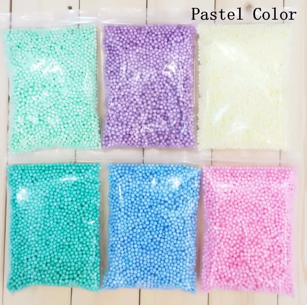 

14g/bag Macarons Light Colours Pastel Foam Beads For Slime Polystyrene Foam Balls Fluffy Slime Toys Min Pastel Color Foam beads