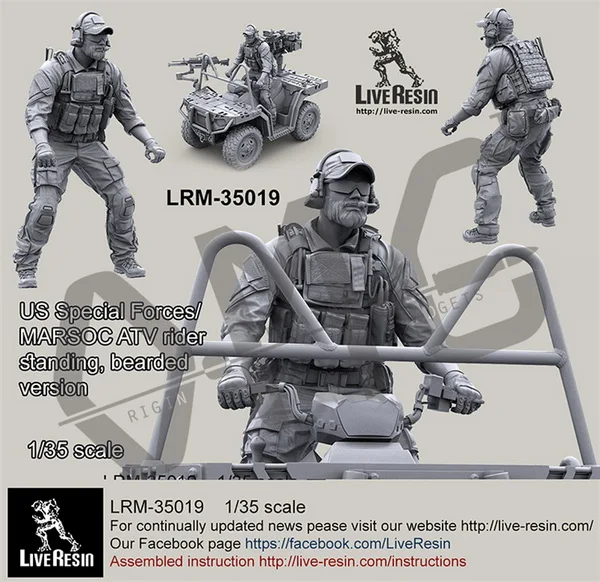 standing Bearded Version Live Resin 1/35 US Special Forces/MARSOC ATV Rider 