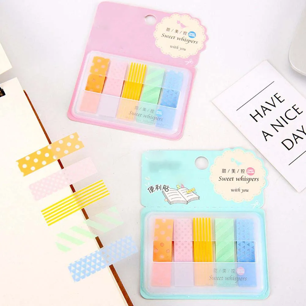 

Cute Kawaii Candy Colored Stick Markers Book Page Index Flag Sticky Notes Memo Pad Stickers Office School Supplies