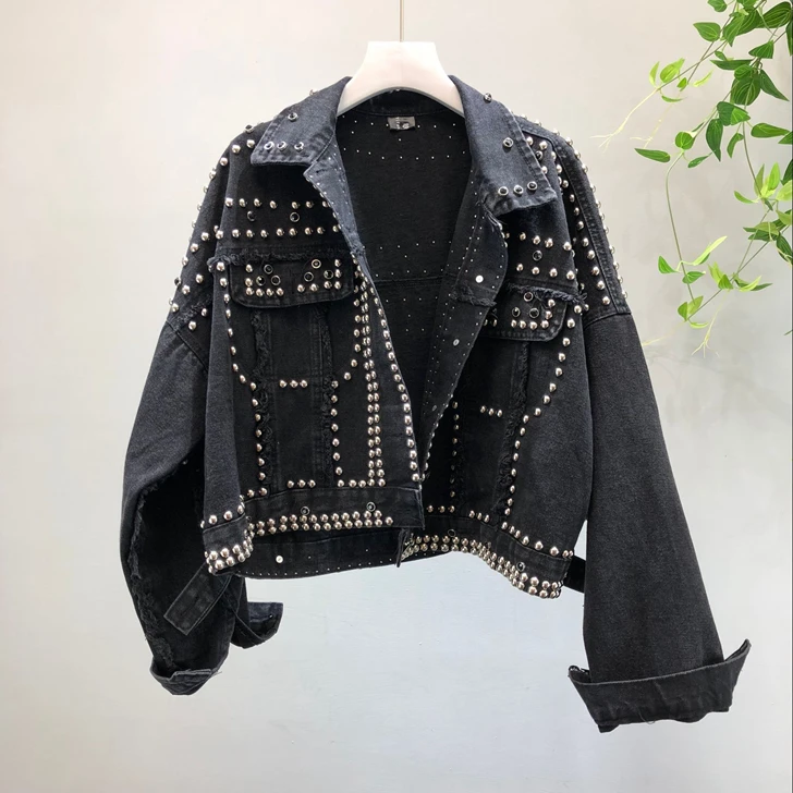 black studded jean jacket