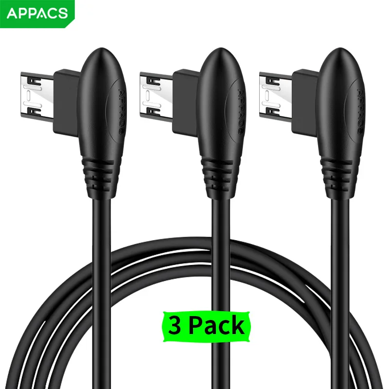 

APPACS 3 Pack Fast Charging Cable Mobile Phone Micro USB Cable 90 Degree USB Sync Data Cable for Samsung s6 s7 HTC Xiaomi Huawei