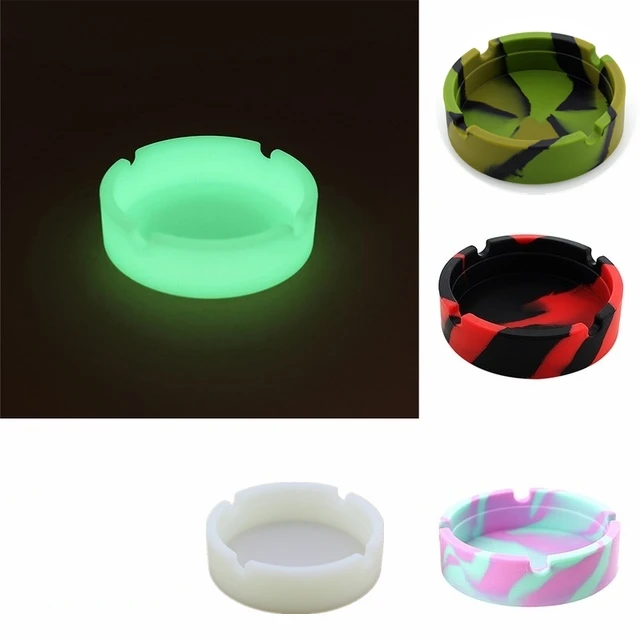 

1PC Silicone Soft Round Ashtray Ash Tray Holder Luminous Portable Anti-scalding Cigarette Holder Eco-Friendly Smoking Accessorie