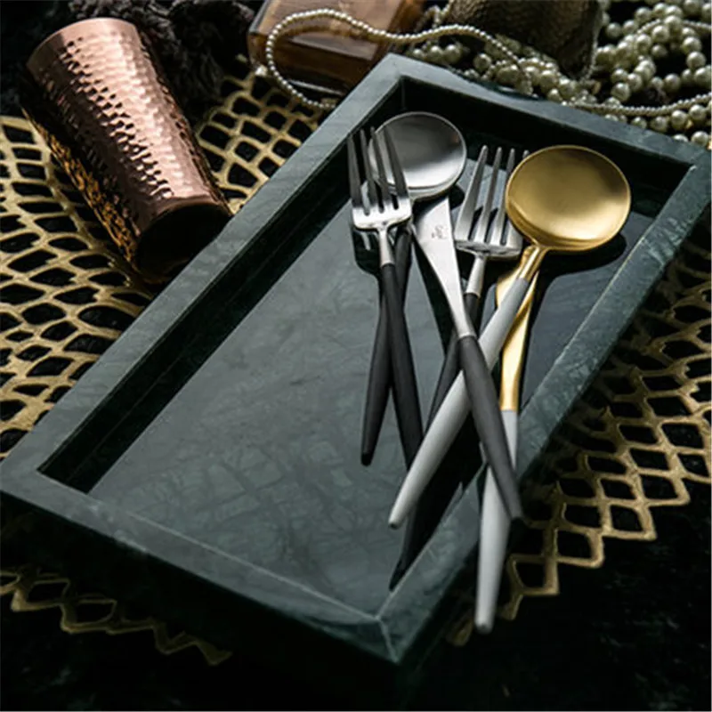 

KINGLANG ceramic marble tray steak plate Western style dish rectangular plate European dish set tableware
