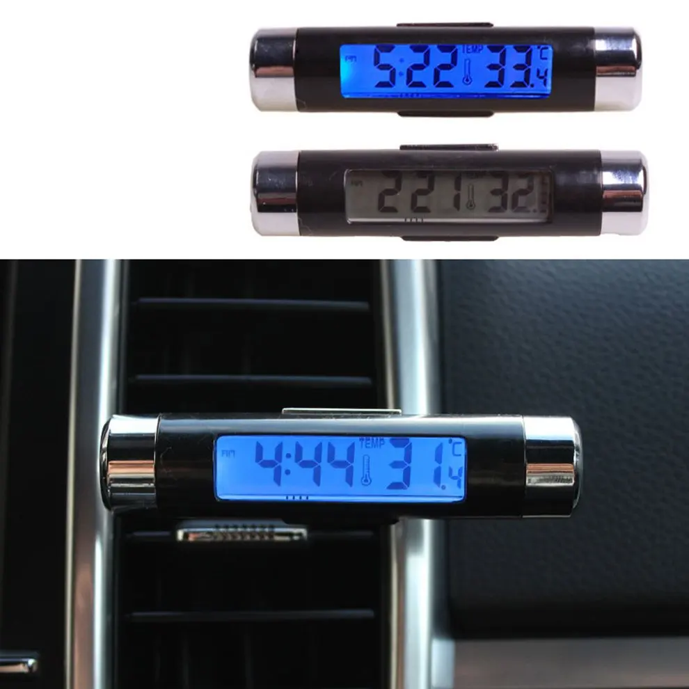 Car Air Conditioning Outlet Digital Thermometer Table Temperature Gauge Blue Car Air Conditioning Outlet Digital Thermometer Table Temperature Gauge Blue