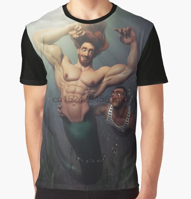 

All Over Print T-Shirt Men Funy tshirt The Big Merman Short Sleeve O-Neck Graphic Tops Tee women t shirt