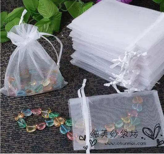 #*Cheap Wholesale 7x9 Organza bags 100pcs lot Drawable White Small Packing Bags Wedding Christmas Candy Jewelry Bags amp; Pouches