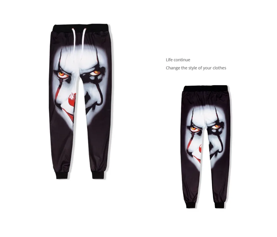 Унисекс повседневные Pennywise 3D принт мультфильм Jogger Брюки мужские карандаш брюки женские забавные террор модные брюки уличная