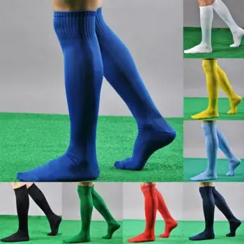 

Brand Hot Football Plain Knee High Rugby Solid Crew Men's Socks Non-Slip Breathable Casual Soft Socks