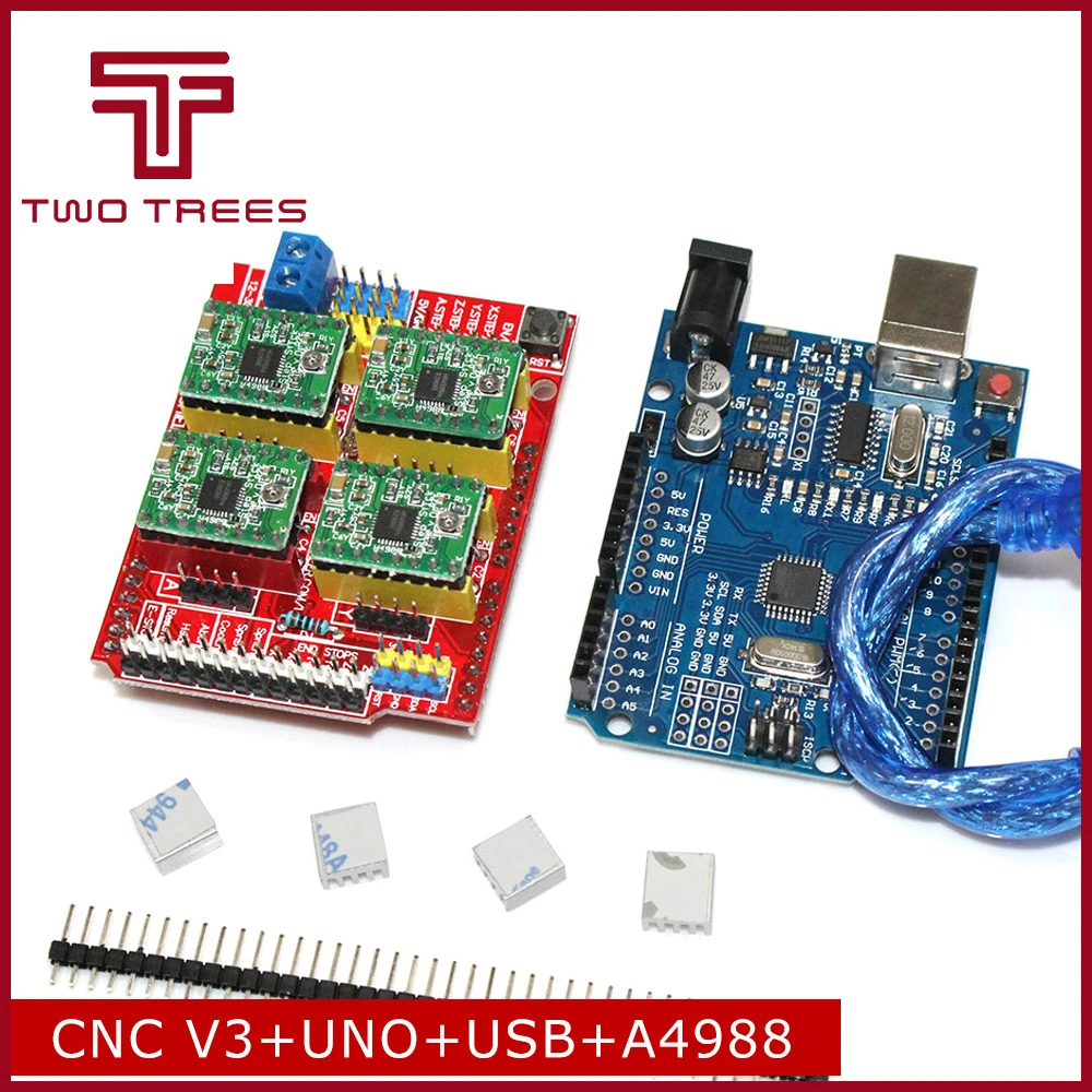 Cnc щит v3 гравировальный станок 3d принтер + 4 шт. A4988/DRV8825 драйвер Плата расширения UNO