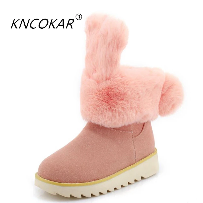 

KNCOKAR Winter new thick winter boots snow days wear boots size 33-44 low tube casual women's boots
