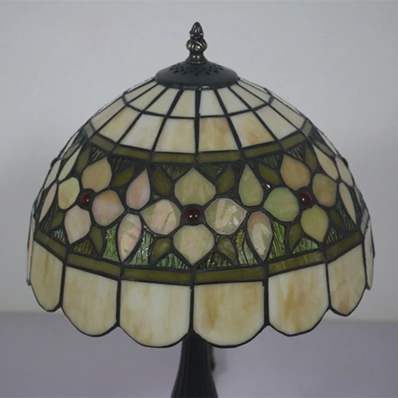 12 Inch Glass Vintage Flowers Table Lamp Home Lighting Fixture European Classical Art Decoration Deco Chambre Bed Lamp Abajur
