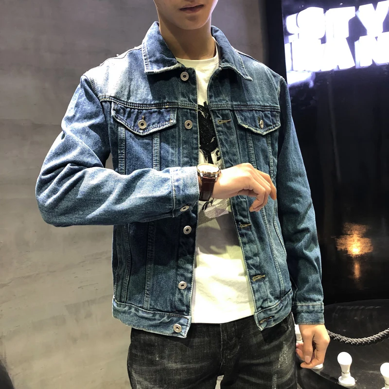 YASUGUOJI новинка 2019 панк стиль новый волк вышитые джинсы с заклепками куртка мужские