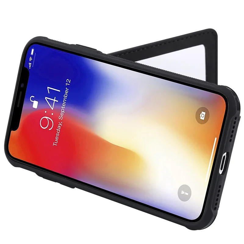 Mirror + Wallet Case For iPhone6S 6Plus 7 8Plus XR XS Max Shell Flip Leather Phone Case For Samsung S8 S9Plus Note8 9 Cover Capa (19)