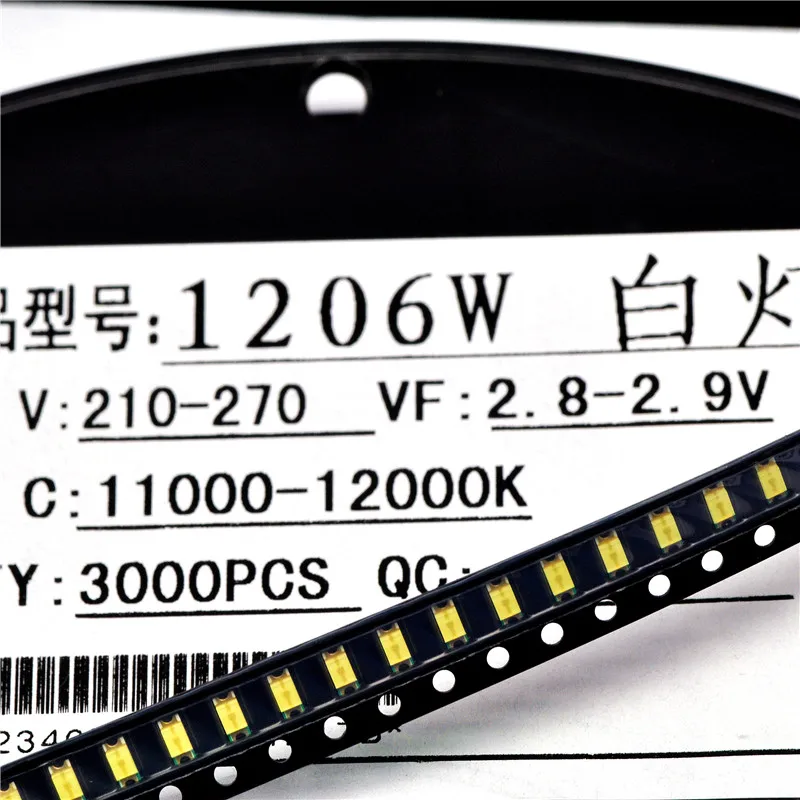 100 шт./лот 1206 SMD светодиодный свет посылка высокие белые 3216 в наличии БЕСПЛАТНАЯ