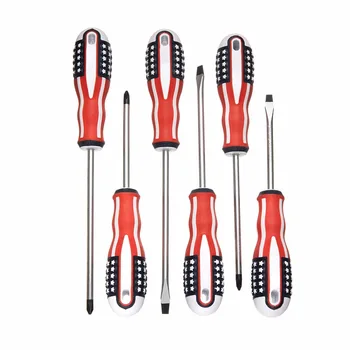 

6pcs Rubber Coated Handle Cross Head Magnetic Screwdriver Set, Screwdriver Head
