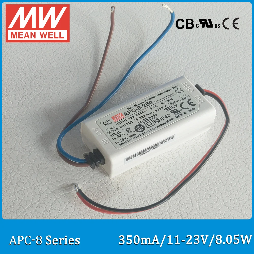 Оригинальный бренд Mean Well представляет APC-8-350 8 05 W 11-23V 350mA светодиодный источника