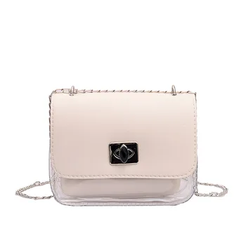 

Women Transparent Messenger Bag Chain Shoulder Bag Fashion Hasp Small Square Bag Tote Bag bolsa feminina