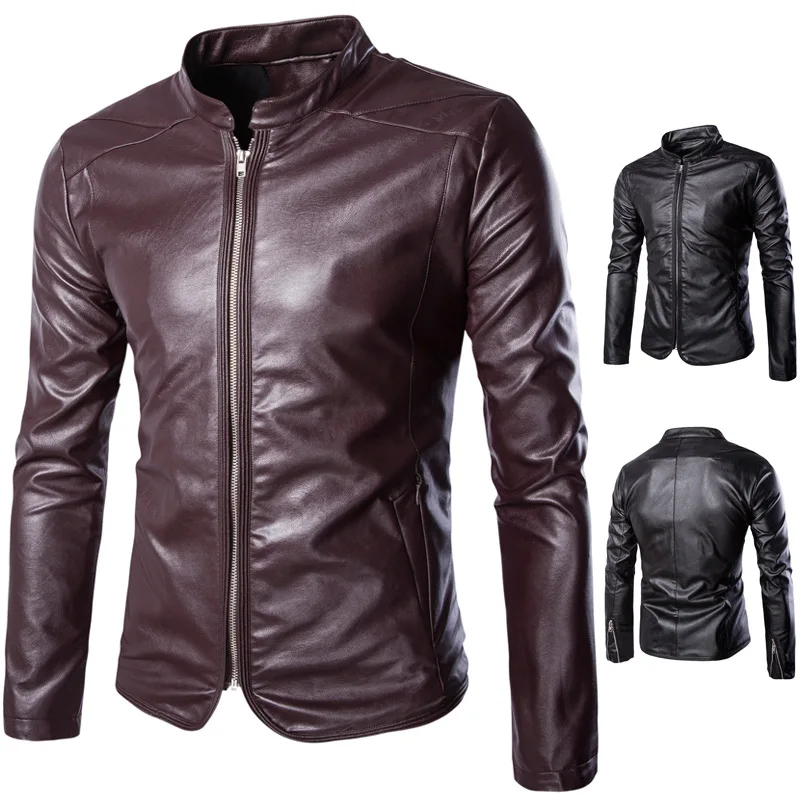 2019 мужские кожаные куртки мотоциклетные байкерские верхние пальто искусственная кожа мужчины дропшиппинг одежда на молнии толстое