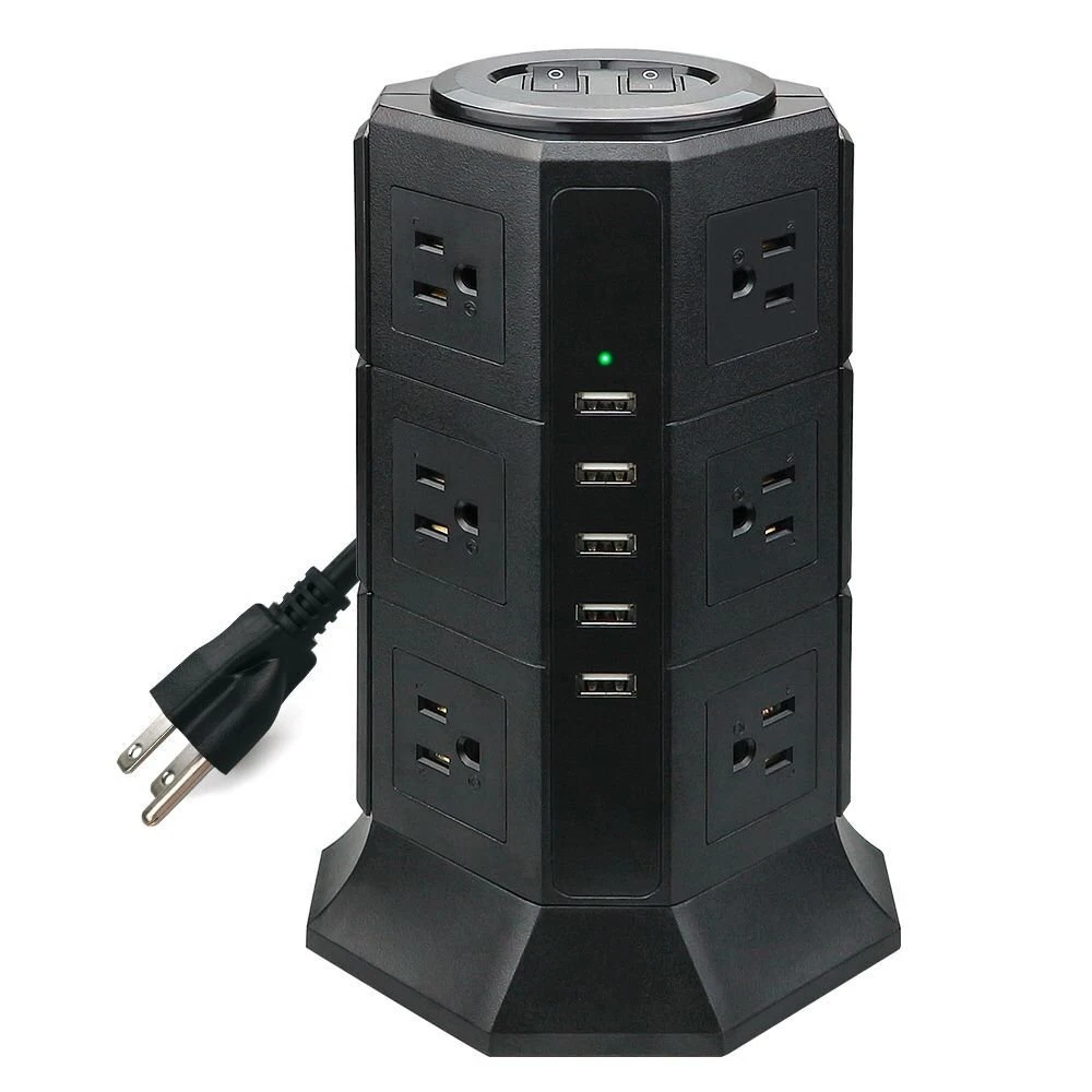 Блок питания Tower 12 US Outlet сетевой фильтр электрическая зарядная станция с 5 USB 6.5ft удлинитель для телефонов планшетов