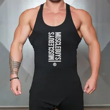 Для Мужчин's майка для бодибилдинга фитнеса хлопок пот плотно бег training Письмо печати расширяющееся книзу, с каймой жилет