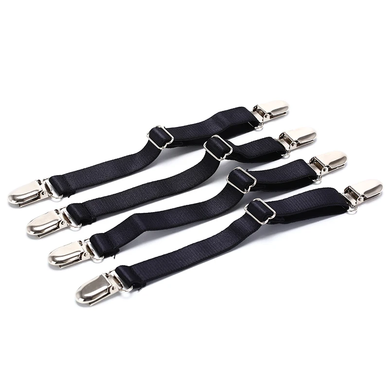 

4PCS Metal+Elastic Band Material Bed Sheet Corner Holder Elastic Straps Fasteners Clips Motorcycle Bicycle Boot Straps Stirrups