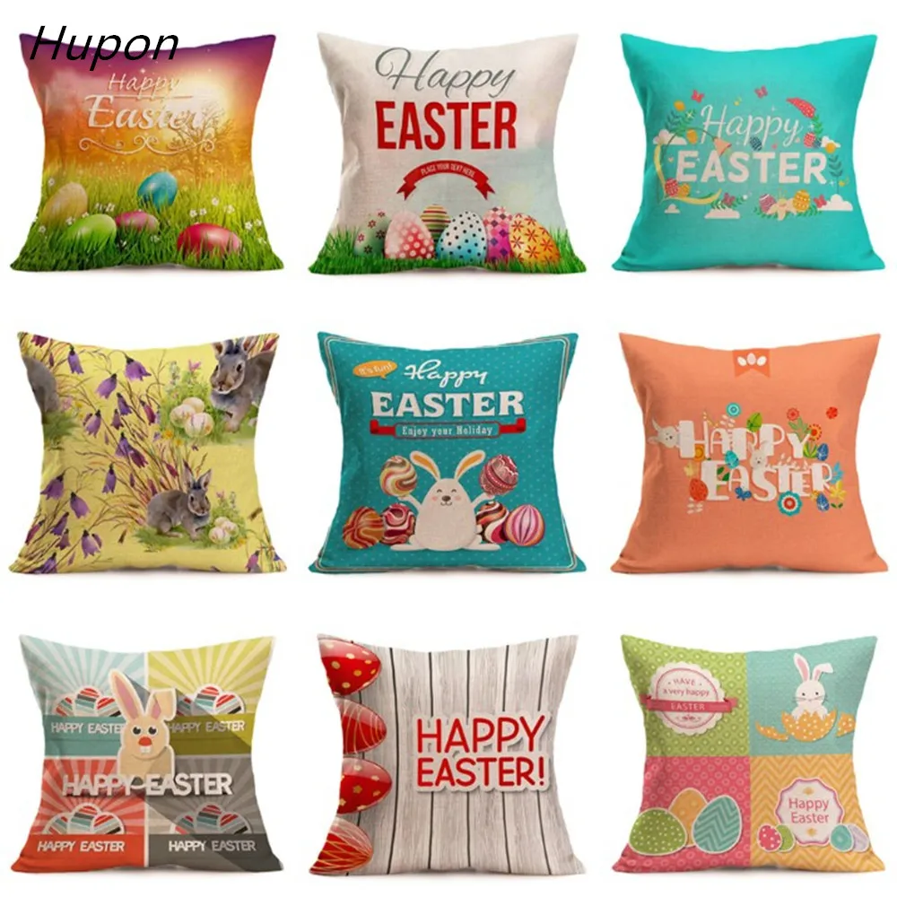 

Bunny Pillowcase 45x45cm Happy Easter Decorations for Home Easter Rabbit Eggs Pattern Pillow Cover Wedding Party Decor Supplies