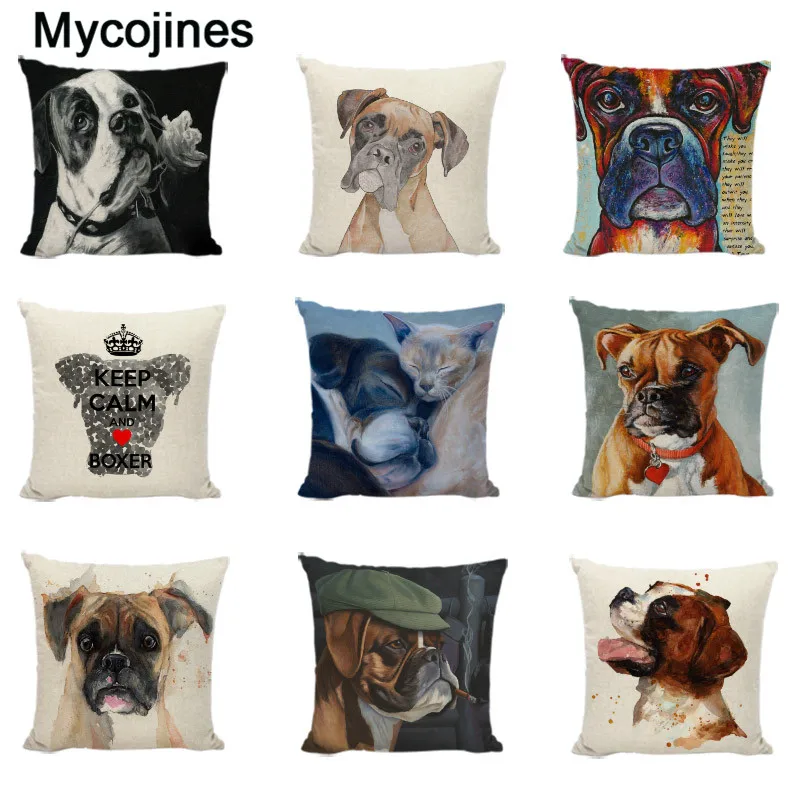 لطيف الملاكم كرسي ألعاب الفيديو غطاء الوسادة جميل الكلاب طفولي رسمت ديكور المنزل عطلة هدية أسود رسائل رمي كيس وسادة