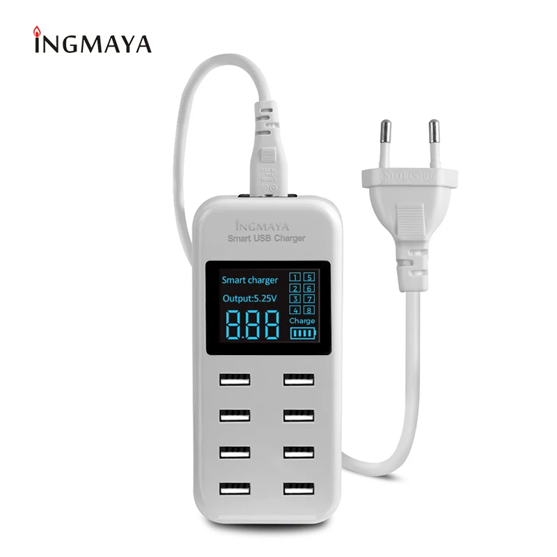 INGMAYA Smart USB зарядное устройство 8 портов 5V8A светодиодный дисплей зарядная станция для iPhone iPad samsung huawei Nexus Mi LG Nokia адаптер