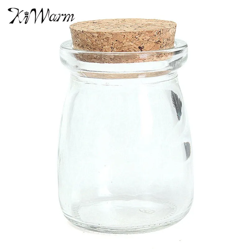 

KiWarm Fashion 100ml Mini Clear Glass Storage Jars Bottle Vial Container Wishing Bottle with Cork Stopper DIY Home Decor