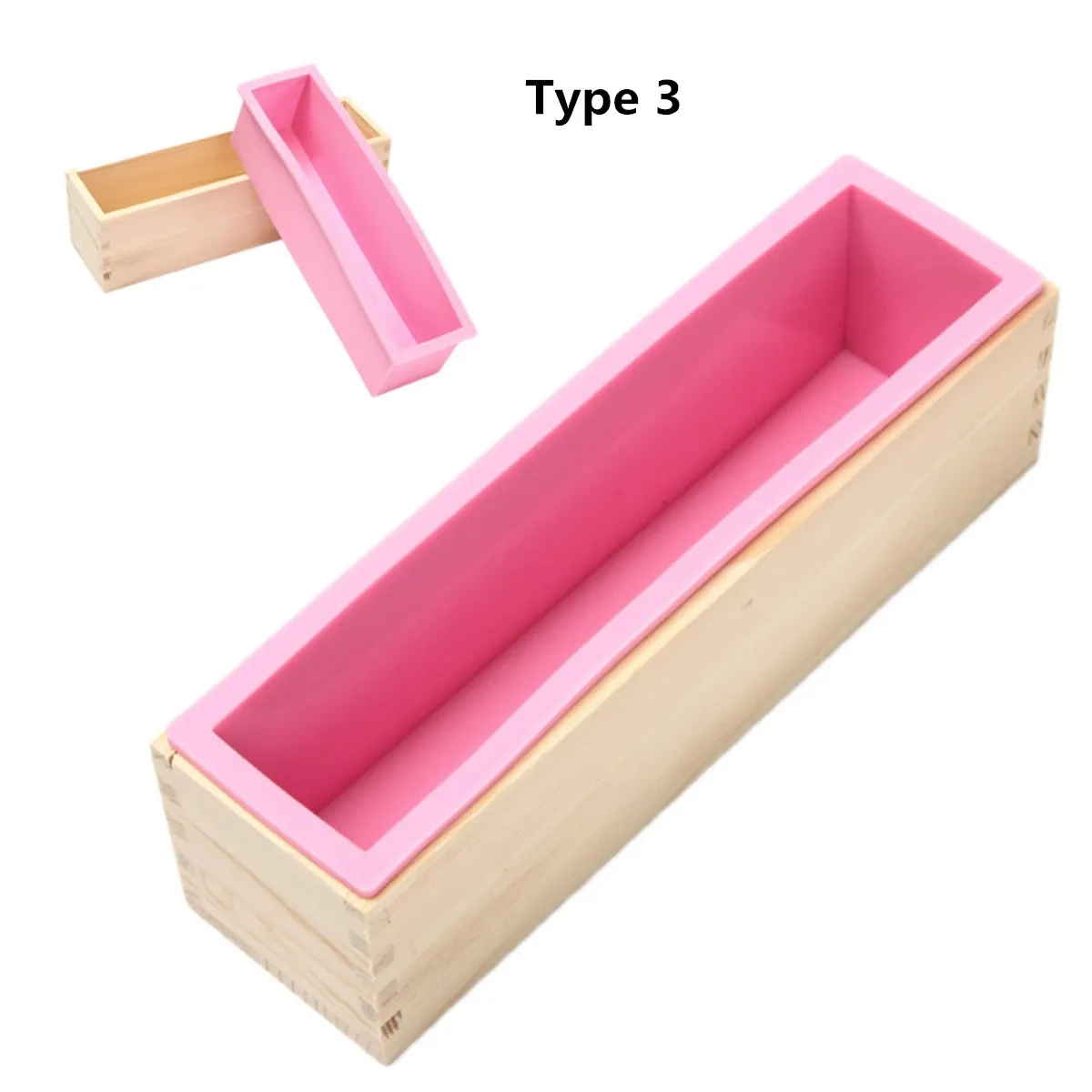 Silicone Soap Mold Rectangular Wooden Box Flexible Liner Stainless Steel Knife Cutter for DIY Handmade Loaf Mould Soap mold - Цвет: Type 3