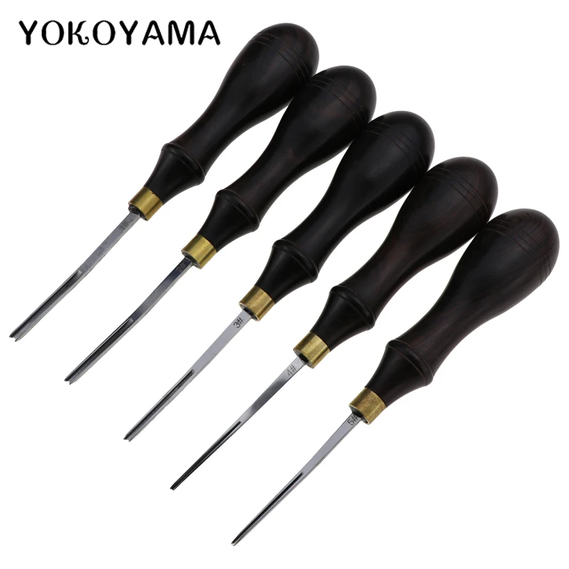 

YOKOYAMA Portable Wood Handle Trimming Edge Cutter Sewing DIY Leather Cutting Tool Edger DIY Handmade Punch Edger Device 5 Size