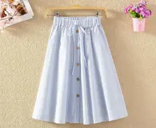 Cotton Linen Pink Striped Skirts Women 2019 Summer A-line High Waist Knee Length Female School Girls Skirt Casual Fashion Cotton Linen Pink Striped Skirts Women 2019 Summer A-line High Waist Knee Length Female School Girls Skirt Casual Fashion
