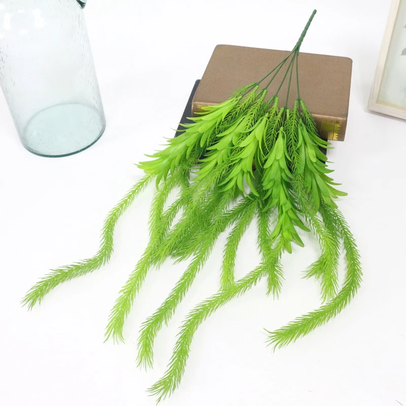 JAROWN Artificial Dragon Grass Green Plants Simulation Plastic Pine Needles Small Hanging Vine For Wedding Decoration Home Decor Flower (12)