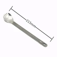 TOAKS Ultralight Titanium Spoon Long Handle Spork with Polished Bowl 215mm 2